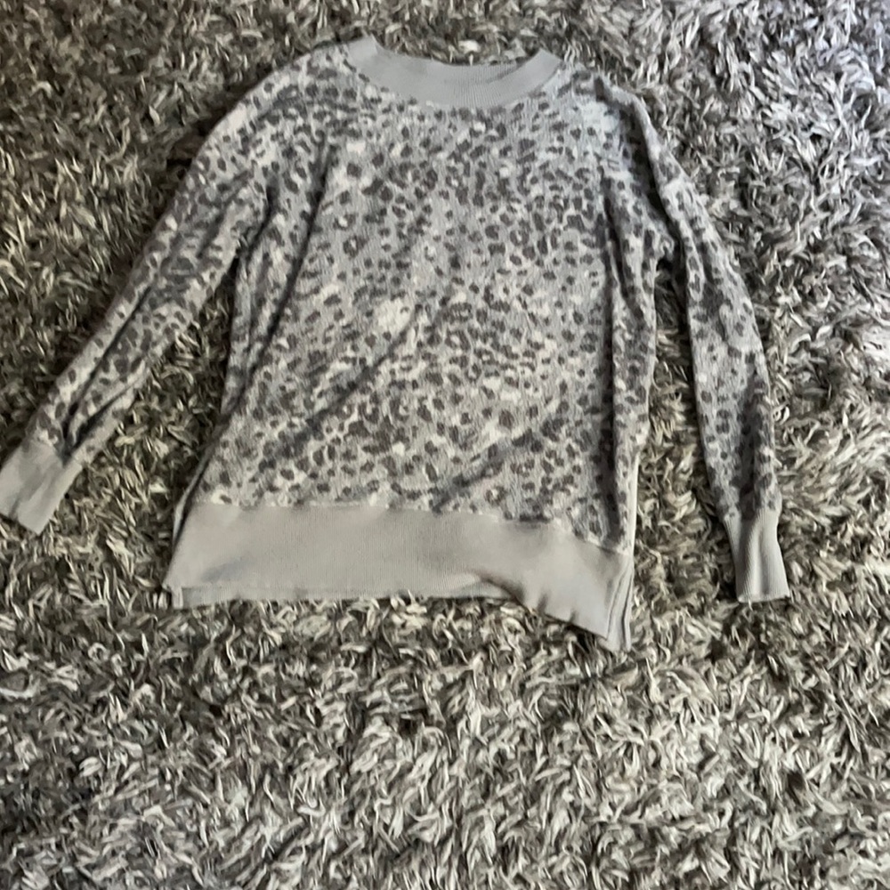 Grey leopard print fuzzy shirt from arie